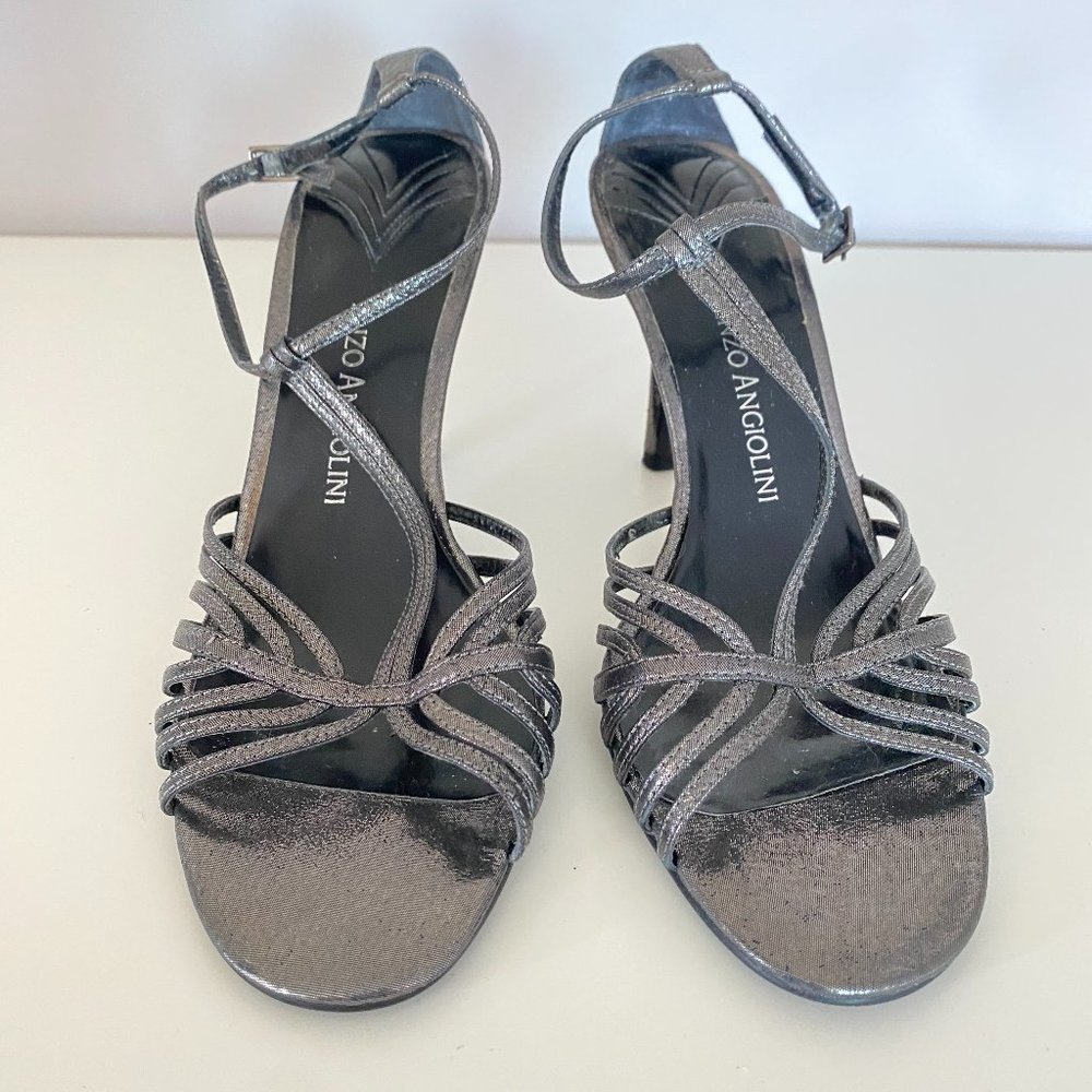 Enzo Angiolini Strappy Sandal Metallic Gray Size 6.5